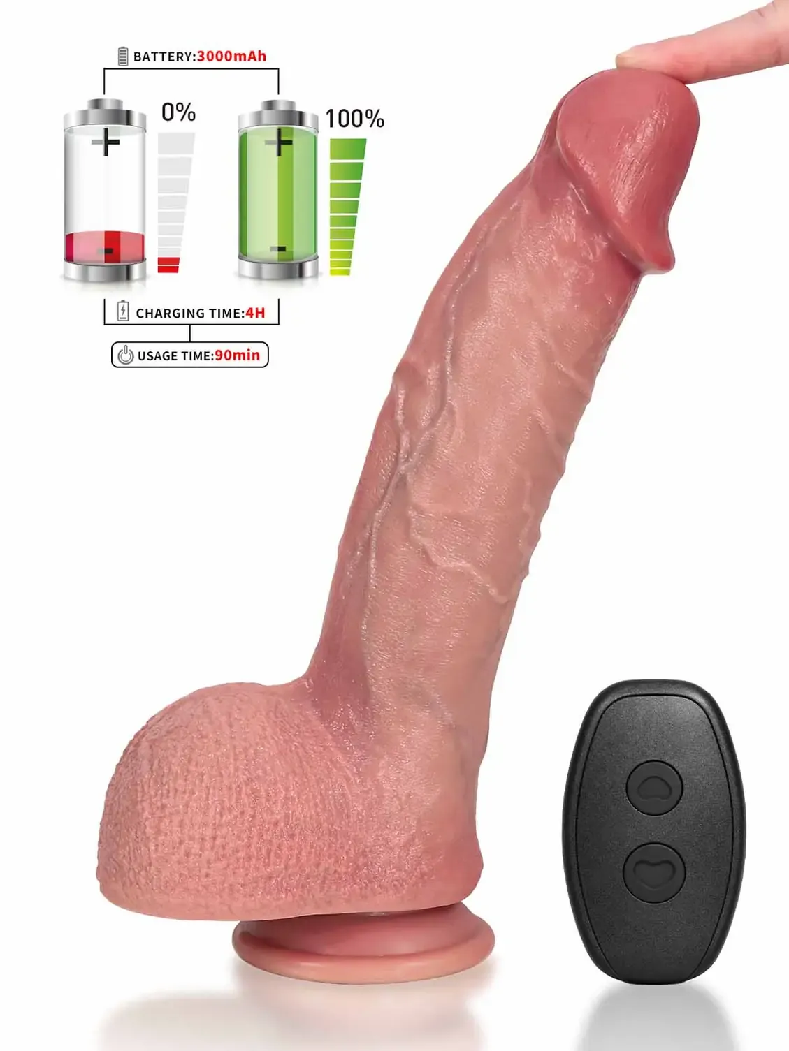 Elias |  10.6" x  2.2" 4-in-1 Lifelike Dildo - Thrusting, Vibrating, Heating & Waterproof