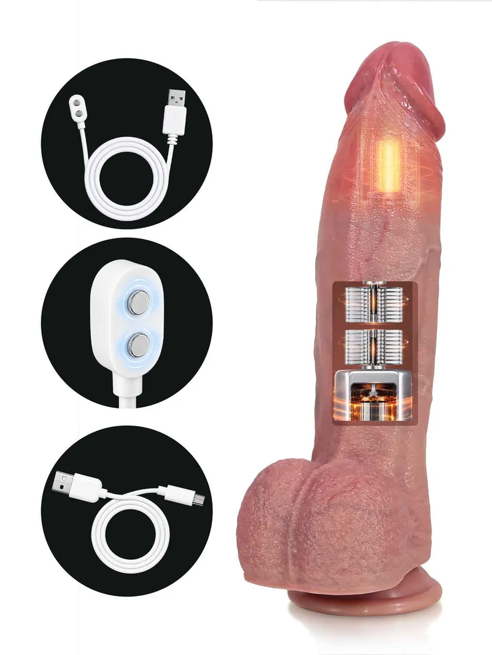 Henry | 10.8 " x 2.3 " Thrusting Vibrating Heating Dildo, Ultra Realistic Real Feel