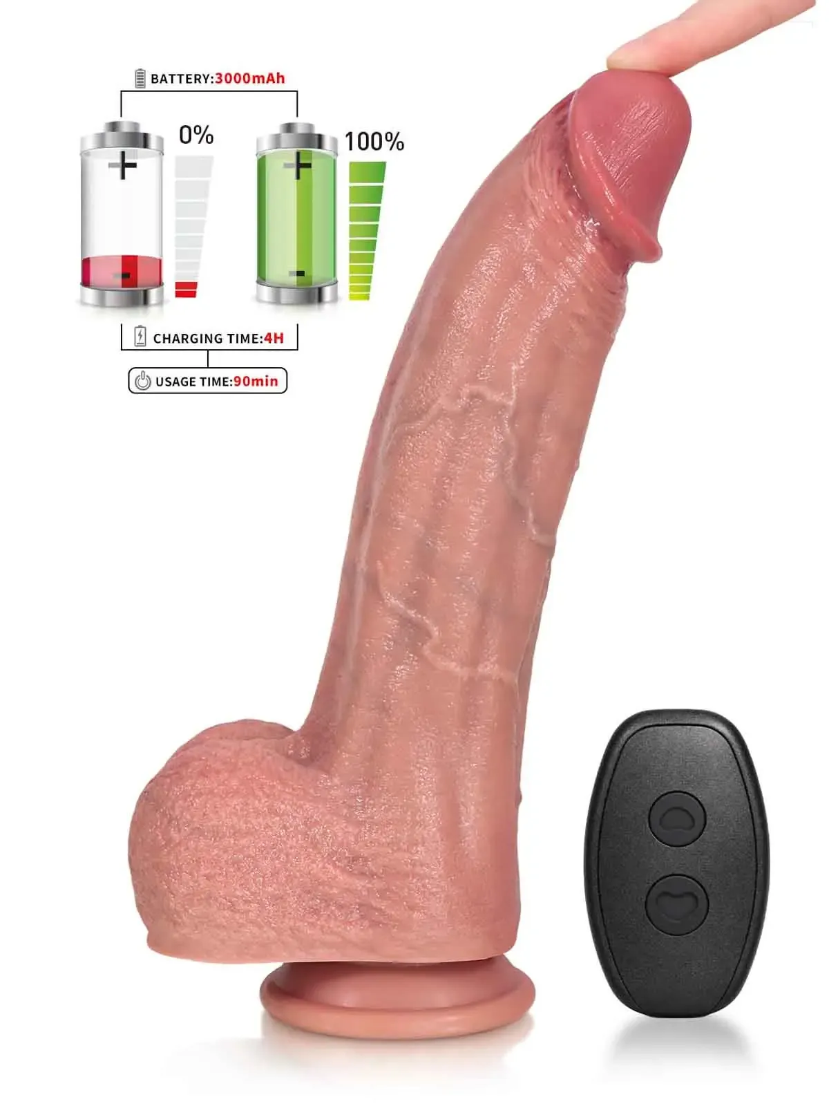 Henry | 10.8 " x 2.3 " Thrusting Vibrating Heating Dildo, Ultra Realistic Real Feel