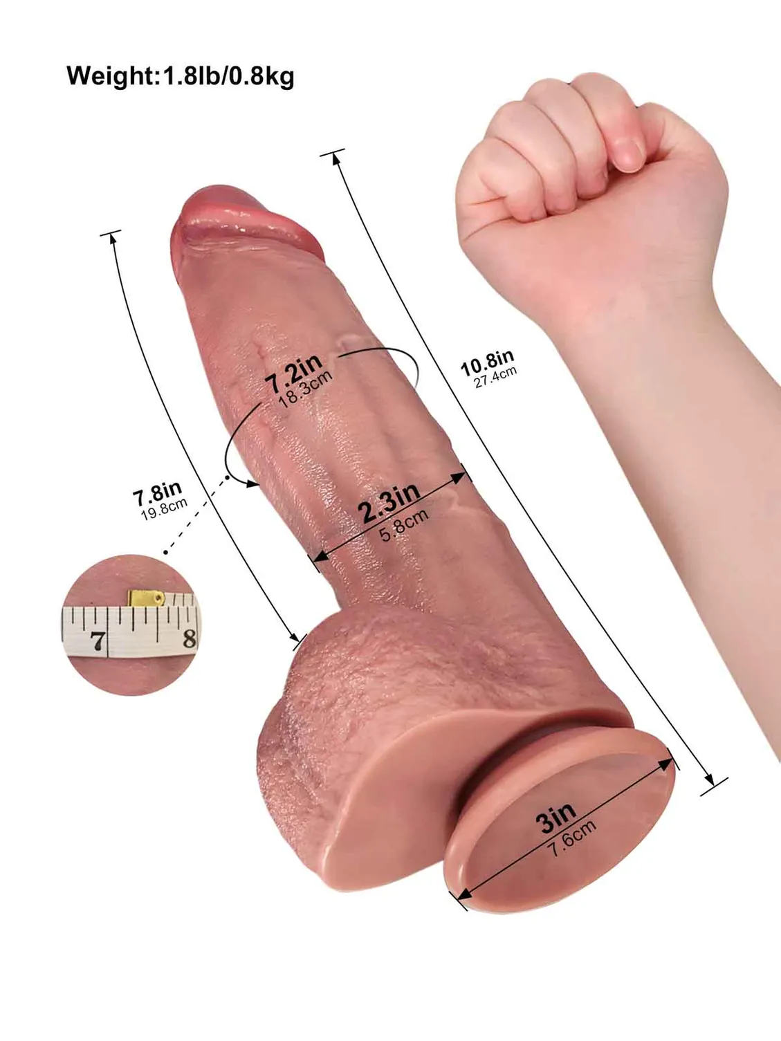 Henry | 10.8 " x 2.3 " - Large Realistic Dildo with Bold Contoured Shaft