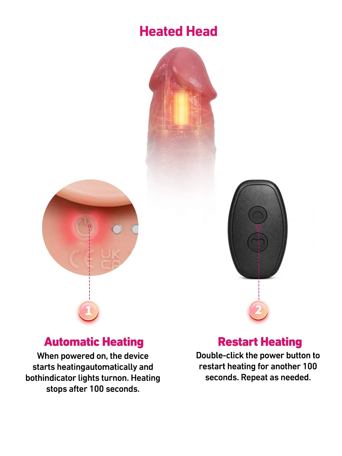 Dante | 9.8" x 2"  Remote Thrusting Vibrating Heating Realistic Dildo, Waterproof