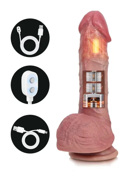 Victor | 8.8" x 1.8" Thrusting Vibrating Heating Dildo, Ultra Realistic Real Feel
