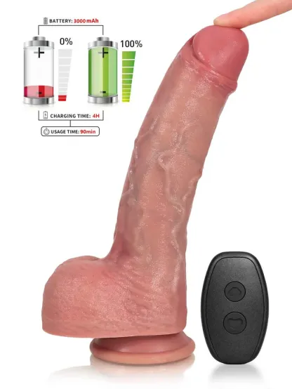 Dante | 9.8" x 2"  Remote Thrusting Vibrating Heating Realistic Dildo, Waterproof
