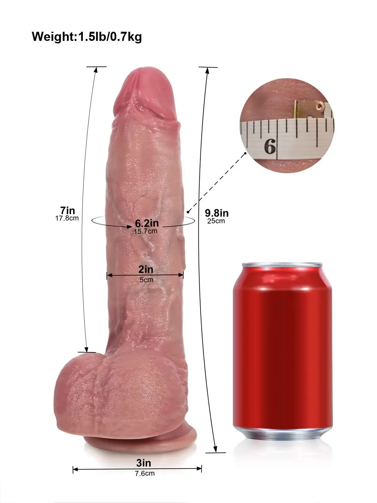 Dante | 9.8" x 2"  Remote Thrusting Vibrating Heating Realistic Dildo, Waterproof