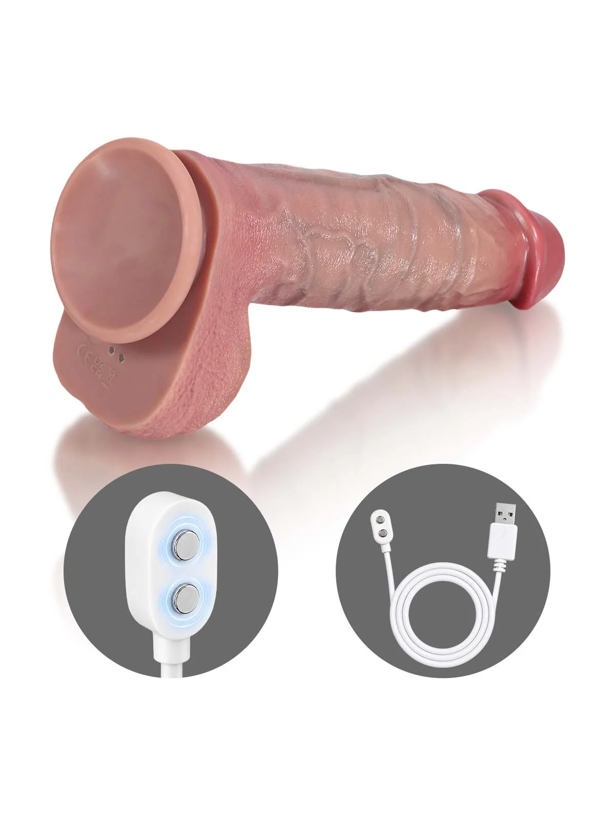 Nico |  9.8" x 2 "  Warm Real-Feel Thrusting Dildo with Vibration, Heating & Waterproof Design
