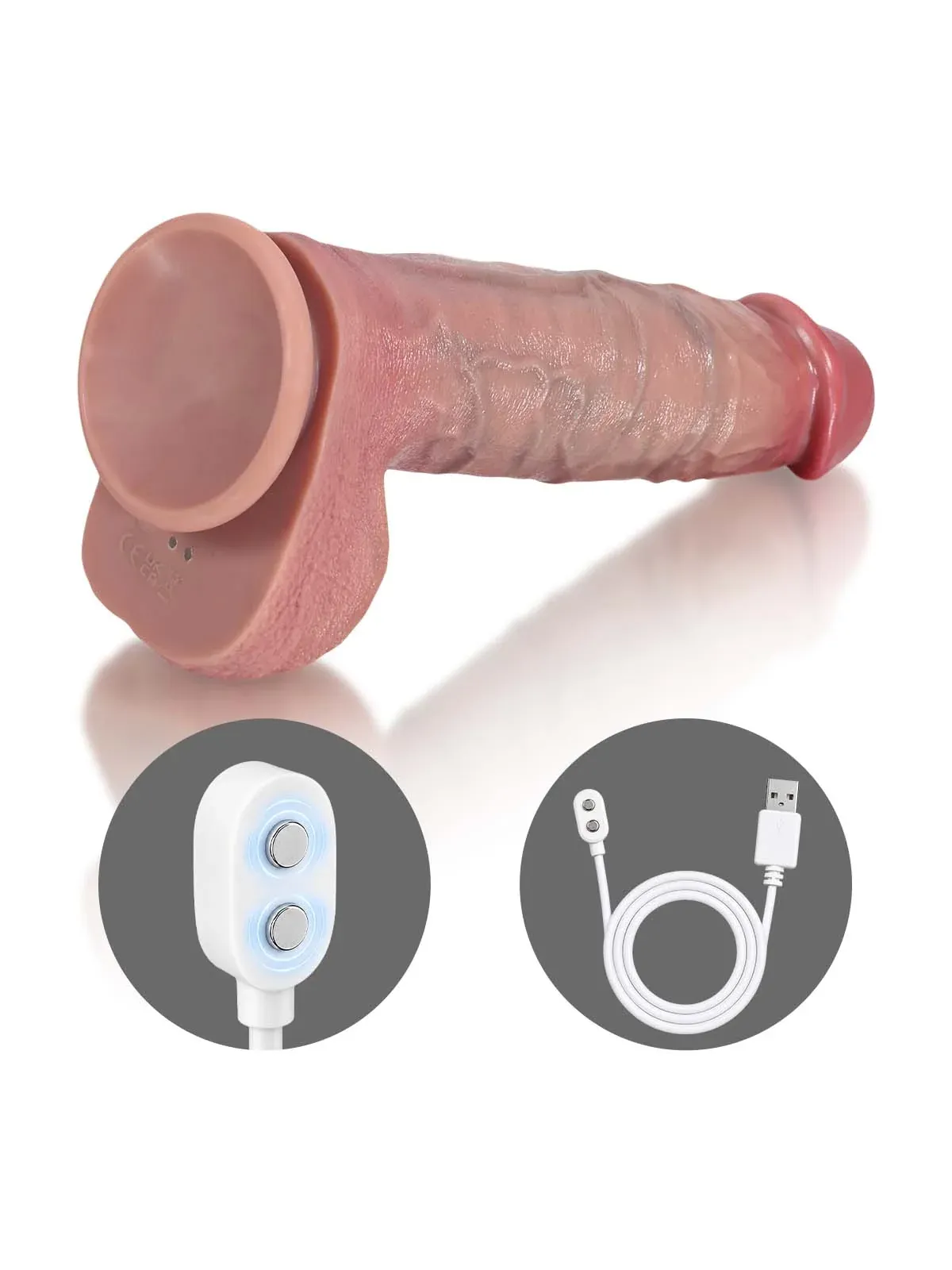 Nico |  9.8" x 2 "  Warm Real-Feel Thrusting Dildo with Vibration, Heating & Waterproof Design