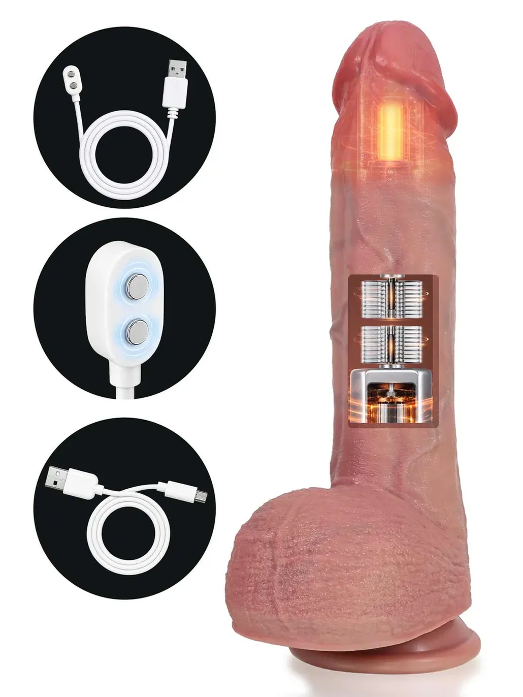 Ivan |  9.8" x 2" Hands-Free Thrusting Realistic Dildo — Vibrating, Warming & Waterproof
