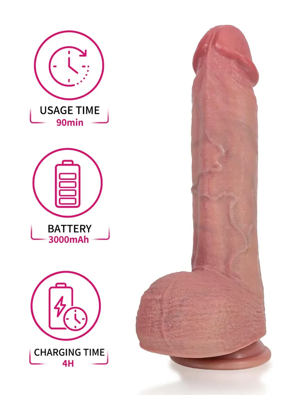 Ivan |  9.8" x 2" Hands-Free Thrusting Realistic Dildo — Vibrating, Warming & Waterproof