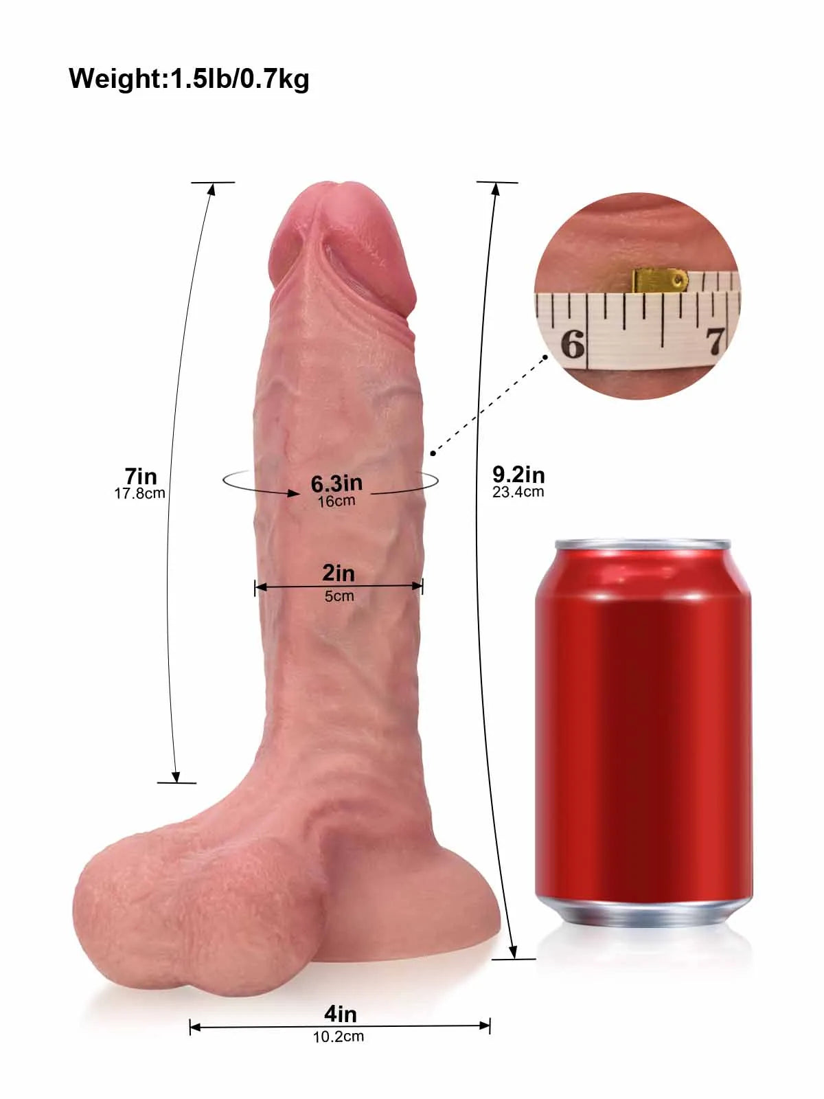 Logan | 9.2" x 2" - Large Glans Realistic Dildo with Defined Ridge