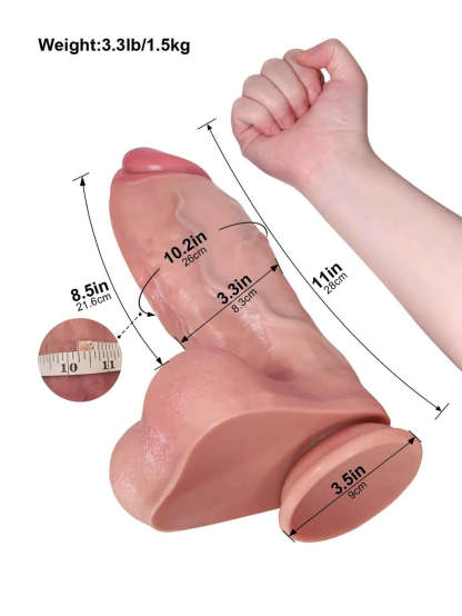 Austin | 11" x 3.3" - Curved Thick Realistic Dildo with Fuller Shaft