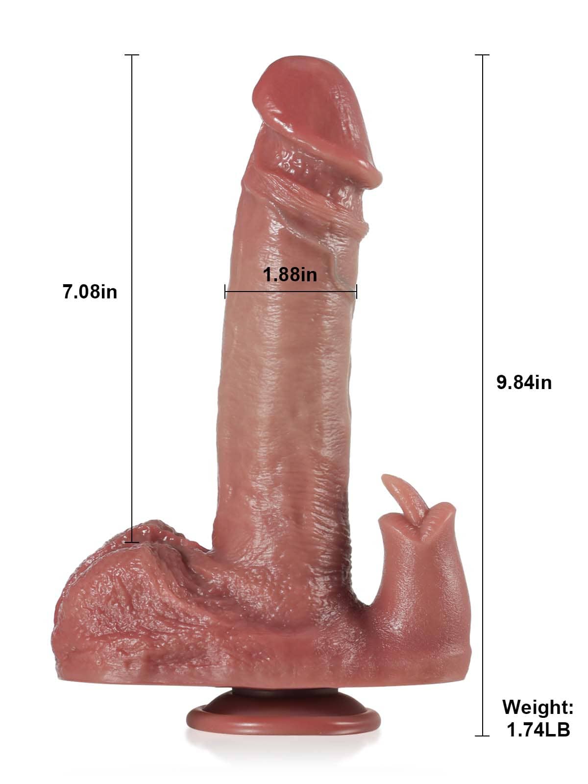 Ramon  9.8" x 1.8" Rabbit G Spot 10 Modes Vibrating & Thrusting Dildo