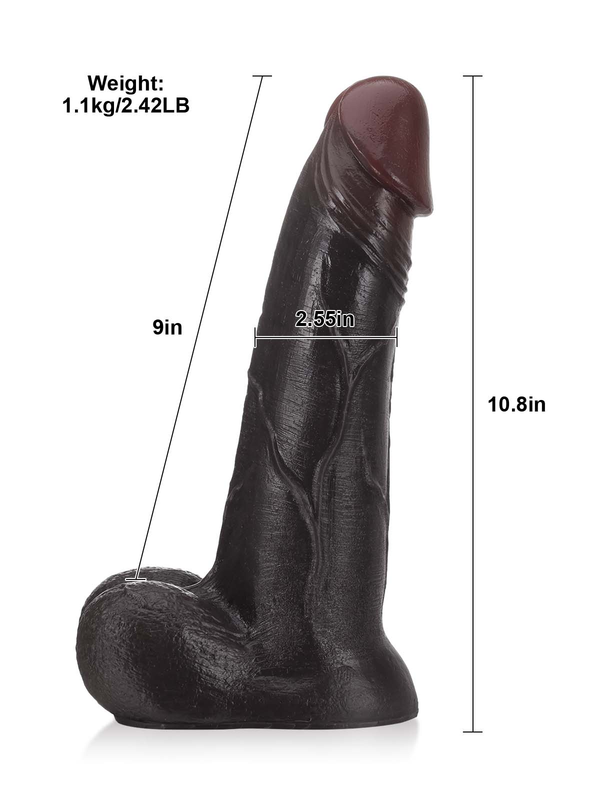 Raptor  10.8" x 2.5" Sliding Skin Vac-U-Lock BBC Dildo With Moving Balls & Suction Cup