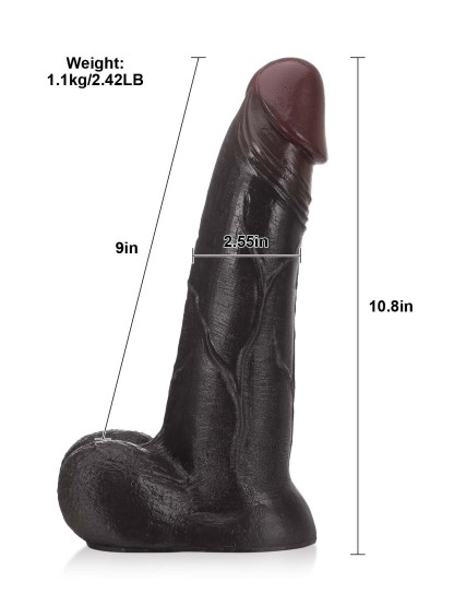 Raptor  10.8" x 2.5" Sliding Skin Vac-U-Lock BBC Dildo With Moving Balls & Suction Cup
