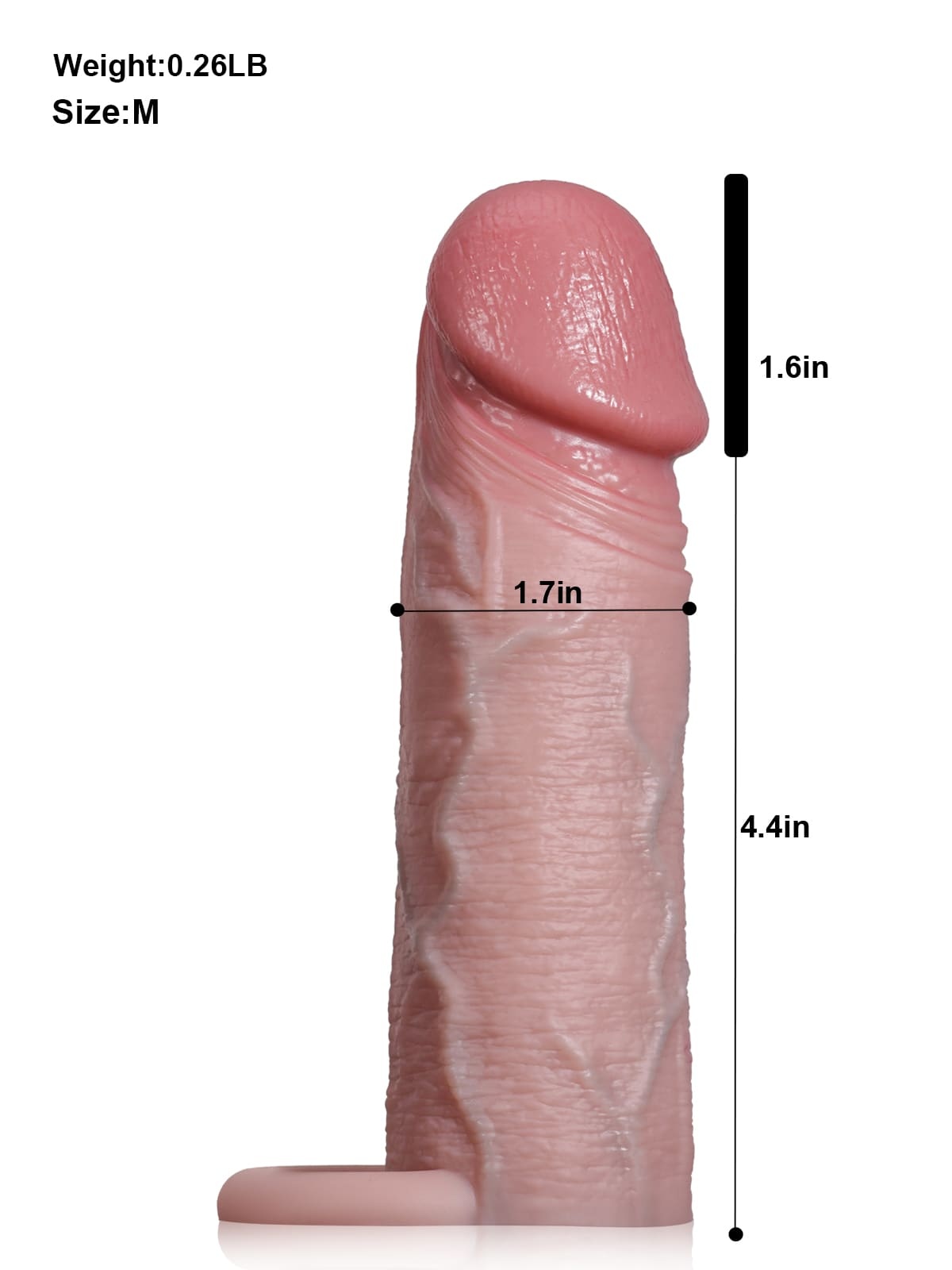 8” Length x 4.9” Girth S/M/L Size Penis Sleeve With Ejaculatory Hole