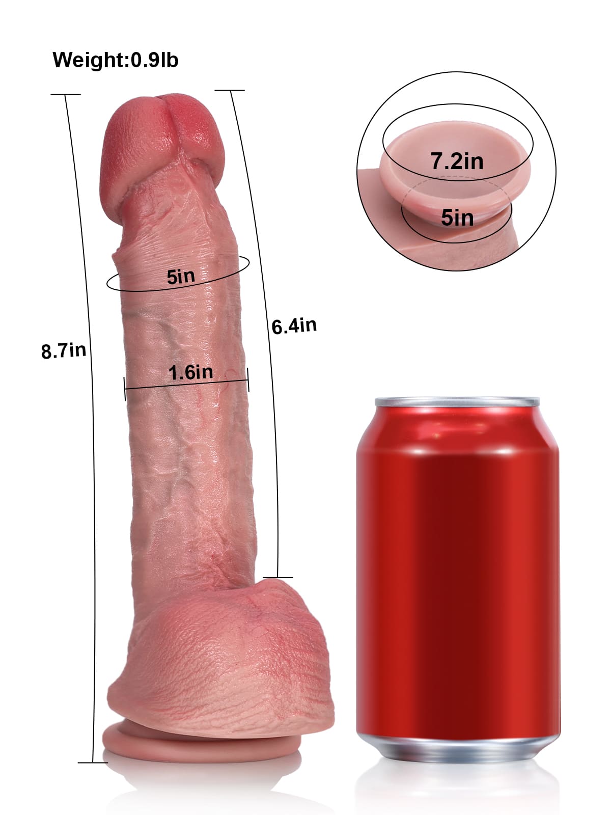 Robert 8.7" x 1.6" - Real Feeling Big Mushroom Head Glans Dildo