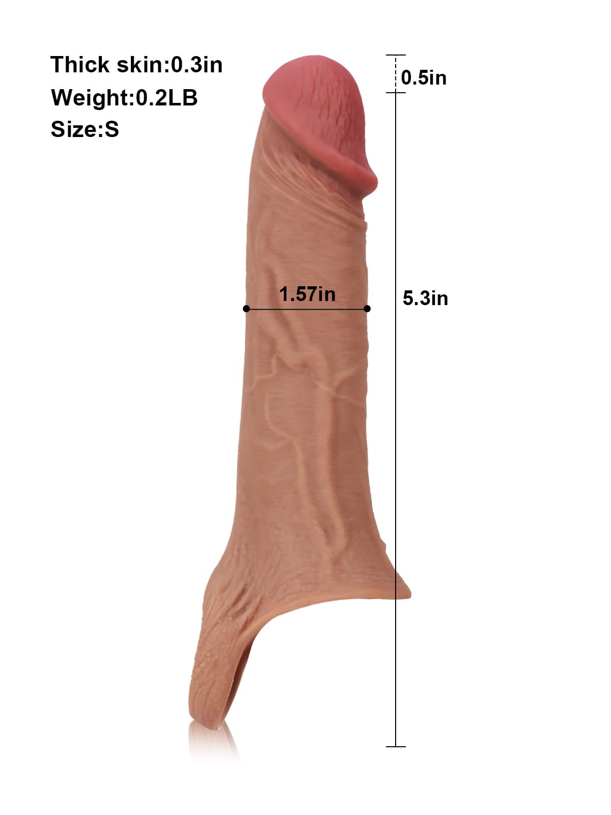 8” Length x 4.9” Girth S/M/L Size Penis Sleeve With Ejaculatory Hole