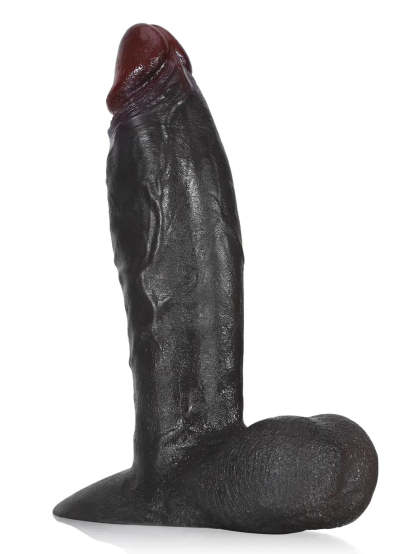 Dragon | 10" x 2.8" Extra Thick Black Dildo With Swinging Balls & Vac U Lock Suction Cup XL