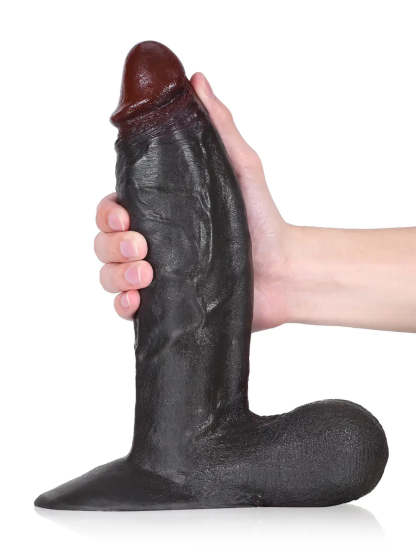 Dragon | 10" x 2.8" Extra Thick Black Dildo With Swinging Balls & Vac U Lock Suction Cup XL