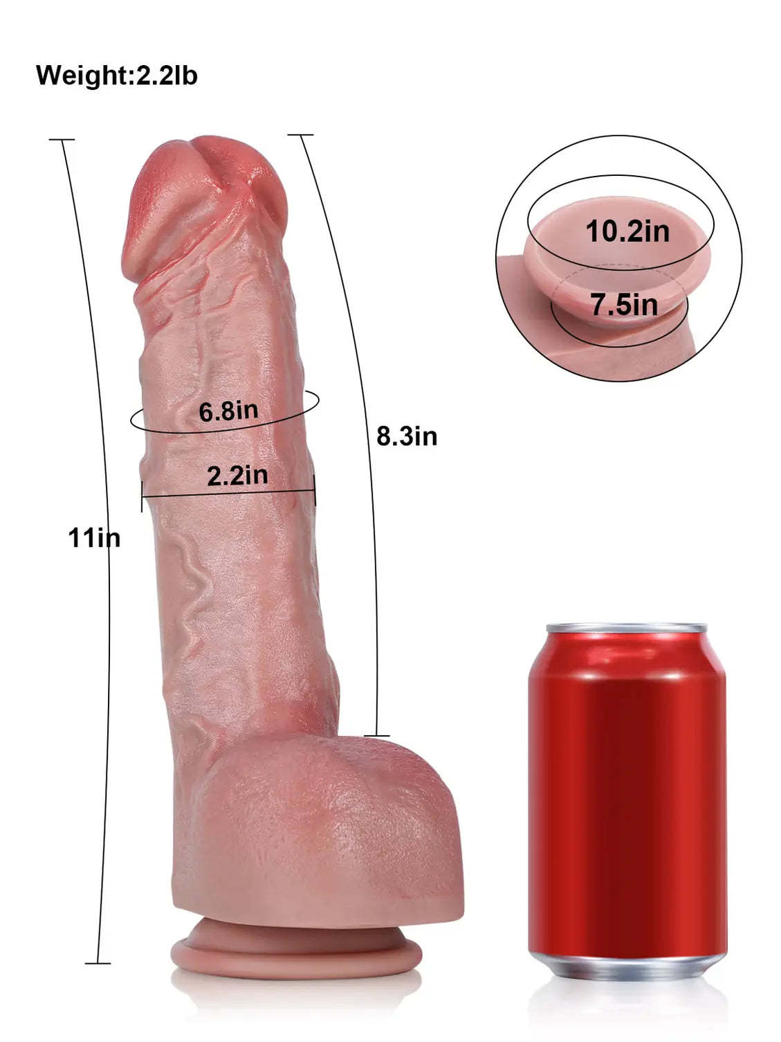 Robin 11" x 2.2" - XL Size Large Thick Realistic Dildo With Metal Keel