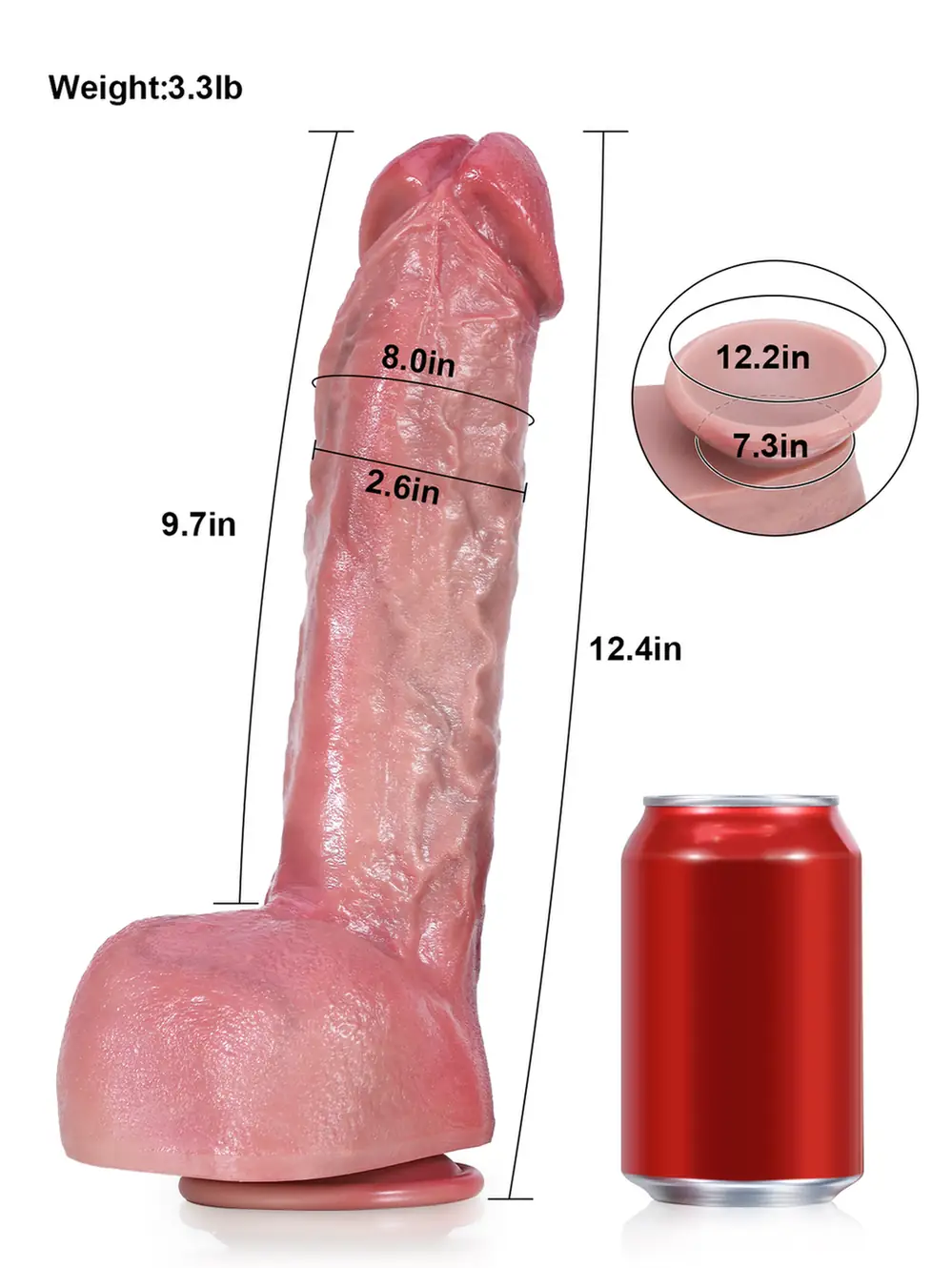 Robin 12.4" x 2.6" Extra Thick Suction Dildo with Enhanced Texture Design