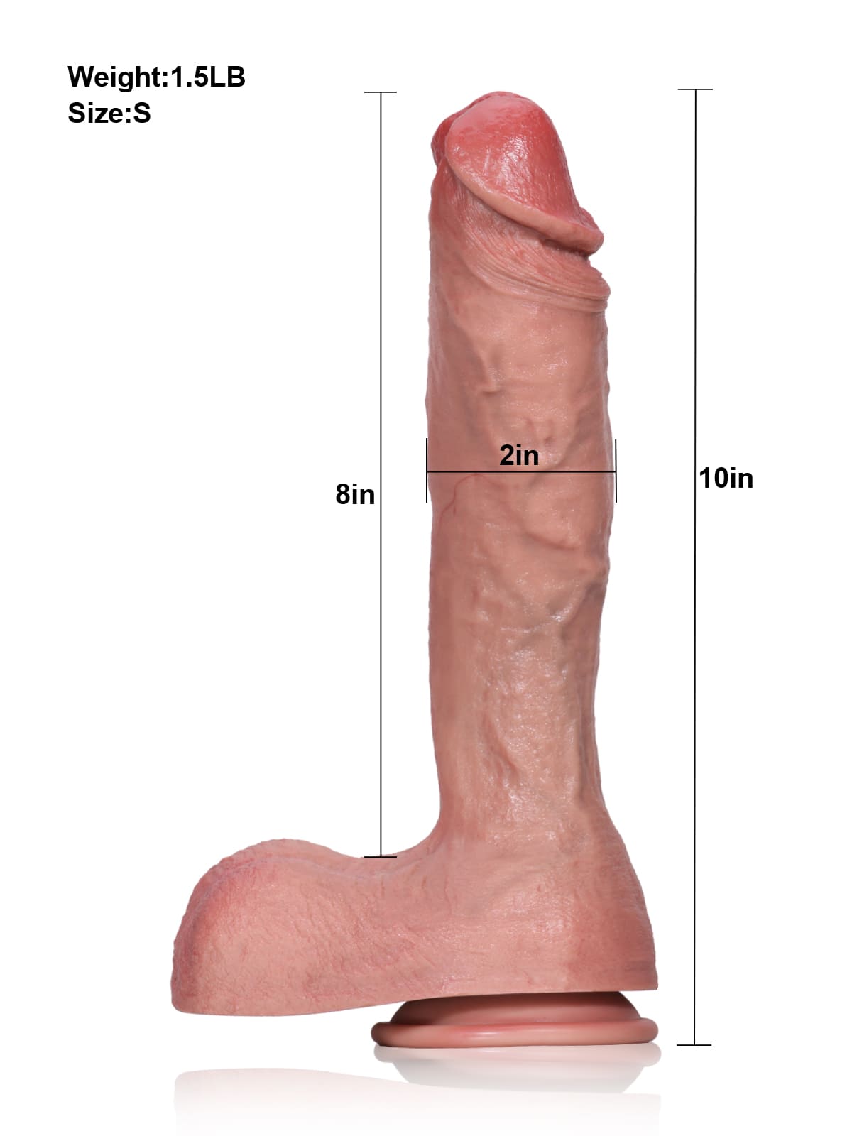 Sebastian 10" * 2" Flesh Soft Skin Most Realistic Thick Dildo Best For Women