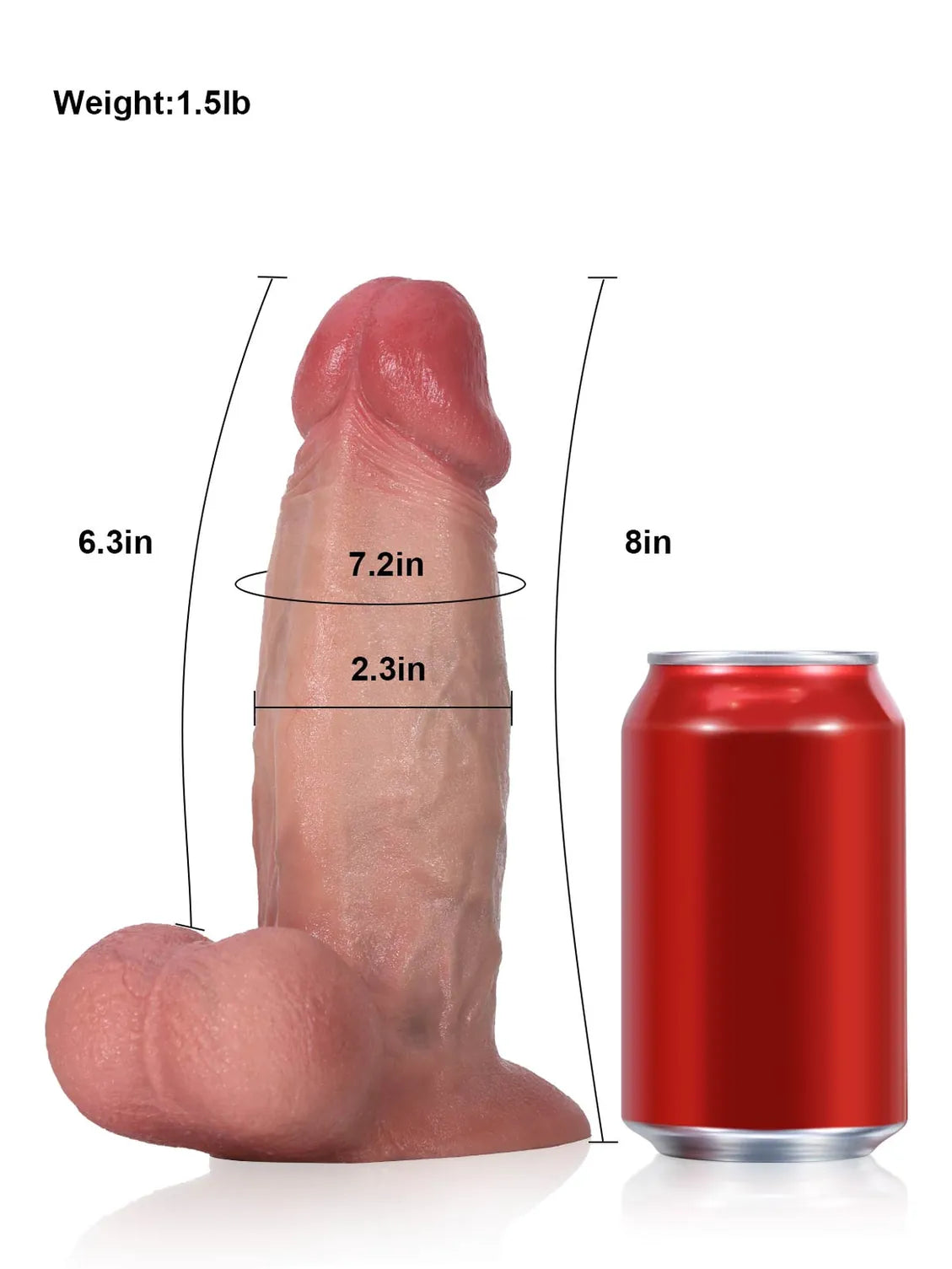 Greg 8" x 2.3" Tapered Curved Dildo with Raised Ridge and Veins