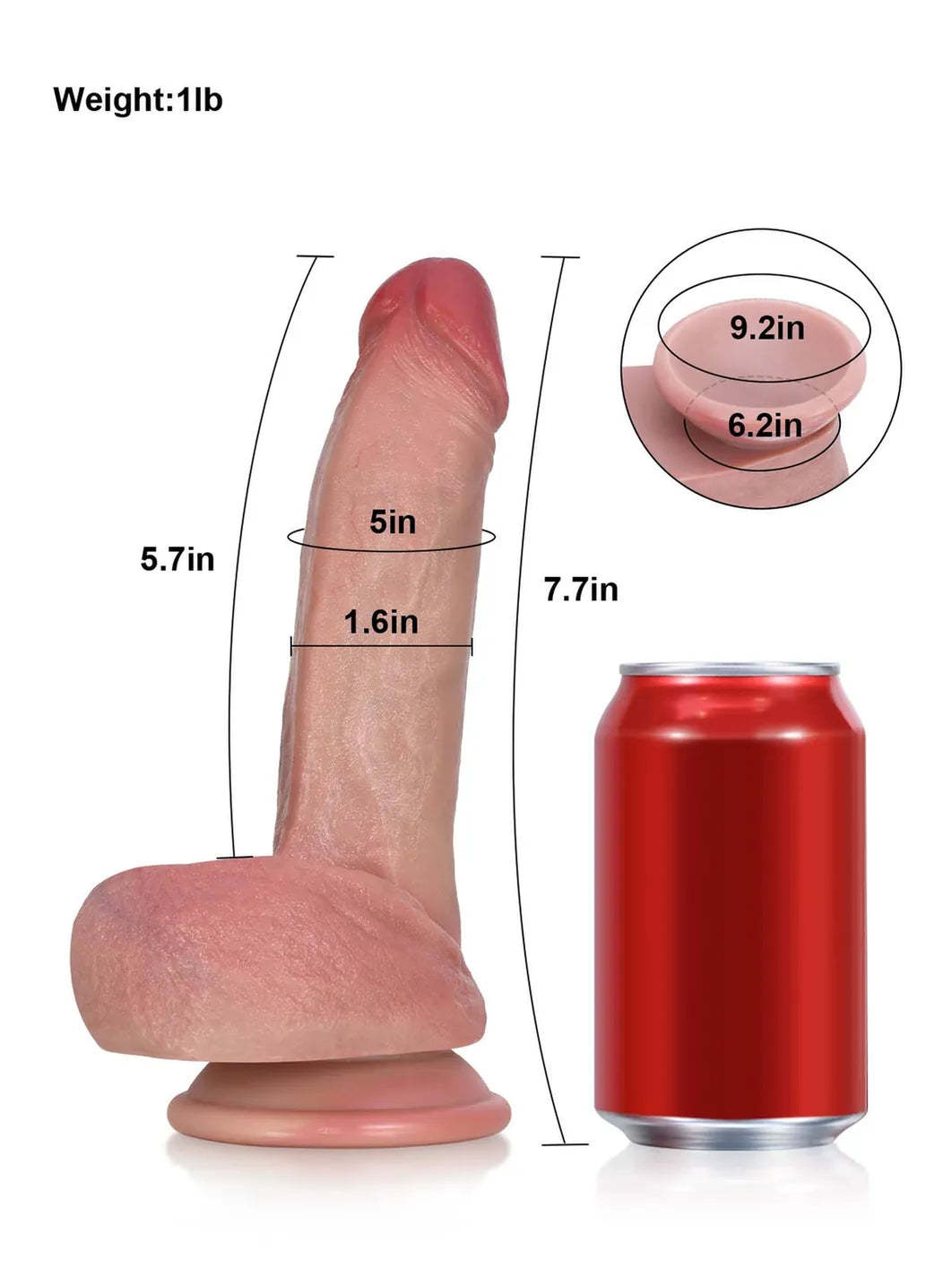 Ellio 7.7" x 1.6" Tapered Ridged Full Bulge Realistic Soft Touch Dildo