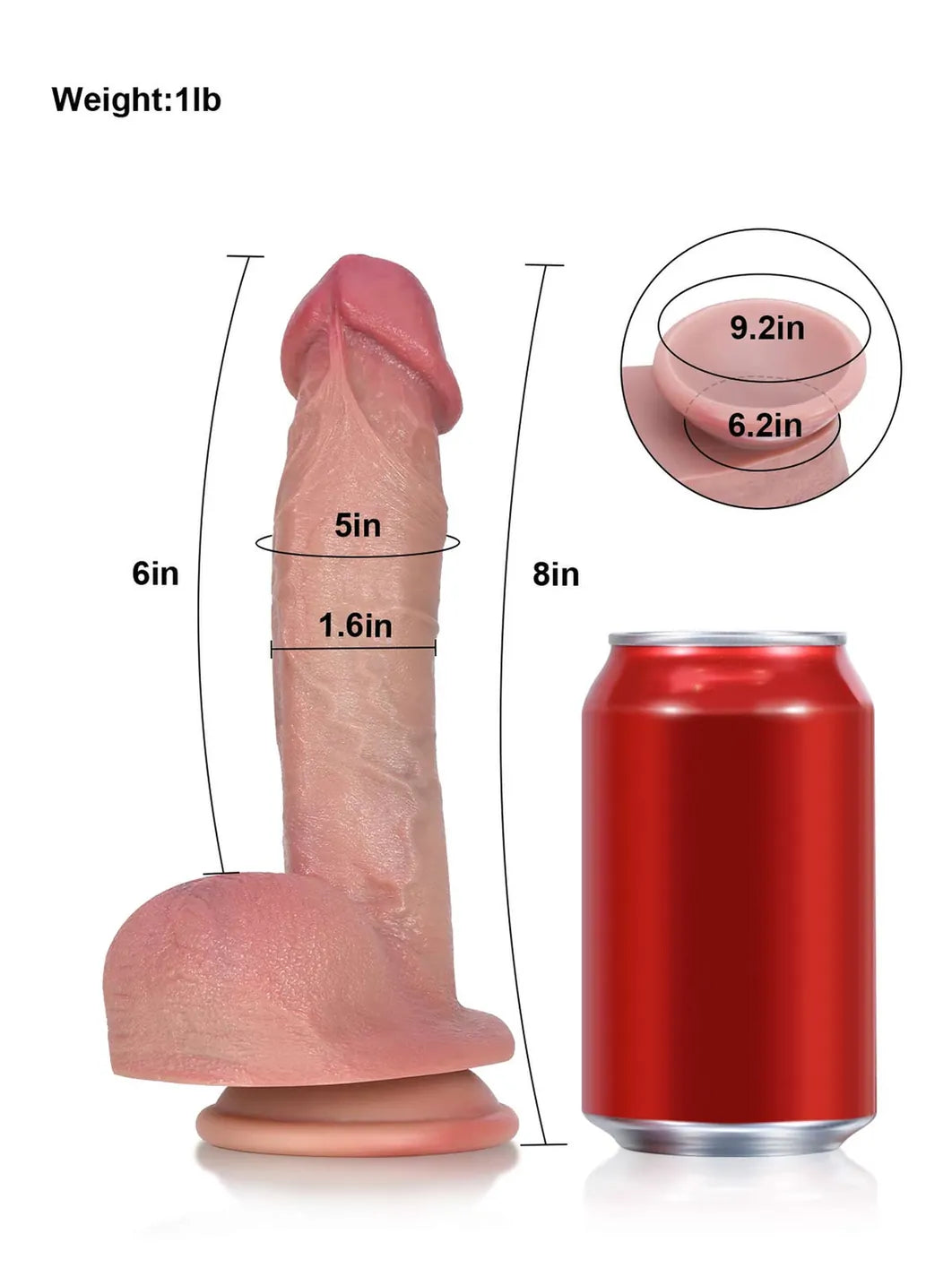 Aderian 8" x 1.6" Unique Mid-Thick Dildo with Flexible Shaft and Veins