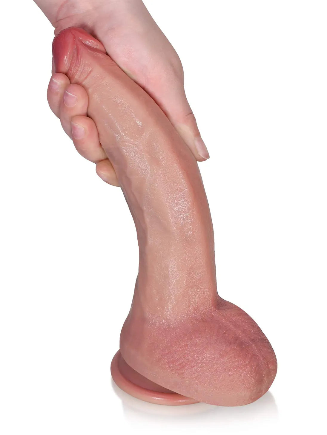 Tristan 9.5" x 1.8" Flexible Suction Dildo with Red Glans and Veins