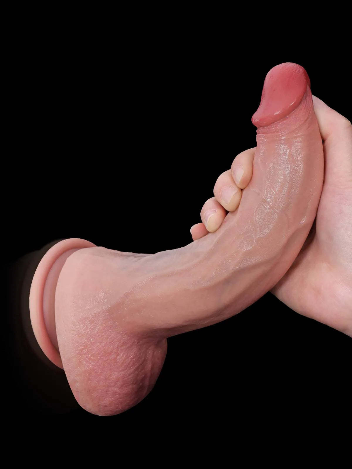 Tristan 9.5" x 1.8" Flexible Suction Dildo with Red Glans and Veins