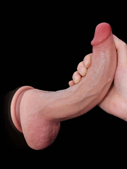 Tristan 9.5" x 1.8" Flexible Suction Dildo with Red Glans and Veins