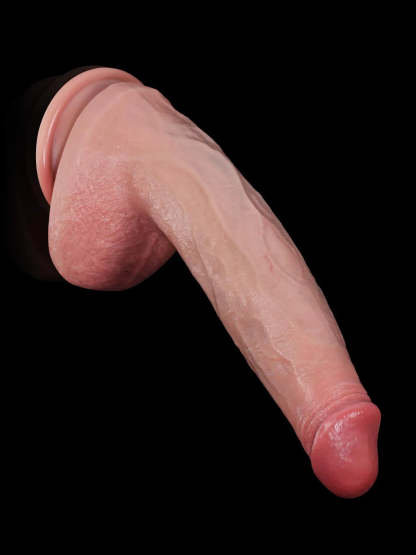 Tristan 9.5" x 1.8" Flexible Suction Dildo with Red Glans and Veins