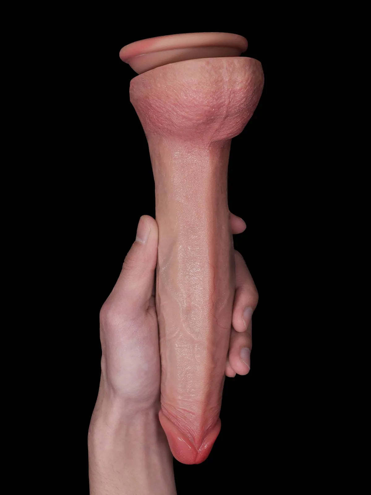 Tristan 9.5" x 1.8" Flexible Suction Dildo with Red Glans and Veins