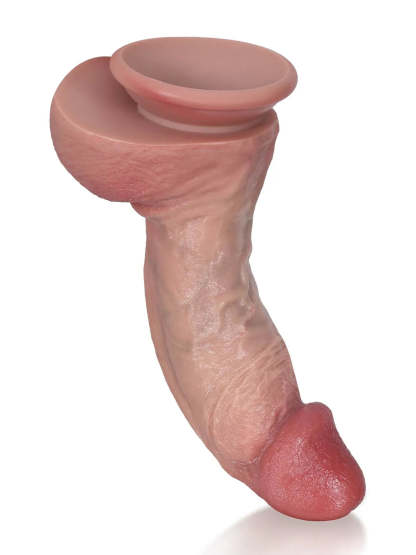 Noah 8" x 2" - Beginner Curved Dildo with Sculpted Glans and Suction