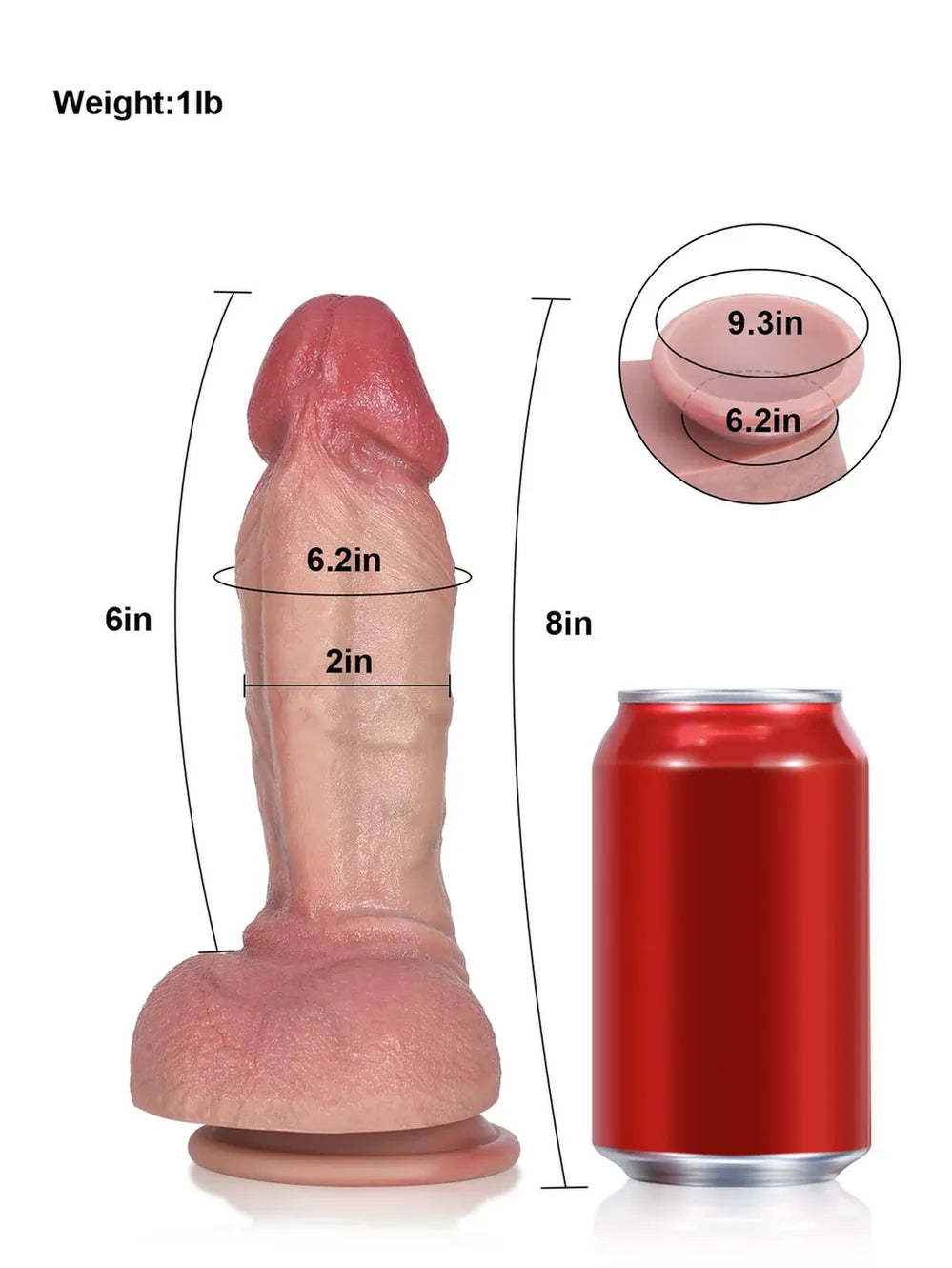 Noah 8" x 2" - Beginner Curved Dildo with Sculpted Glans and Suction