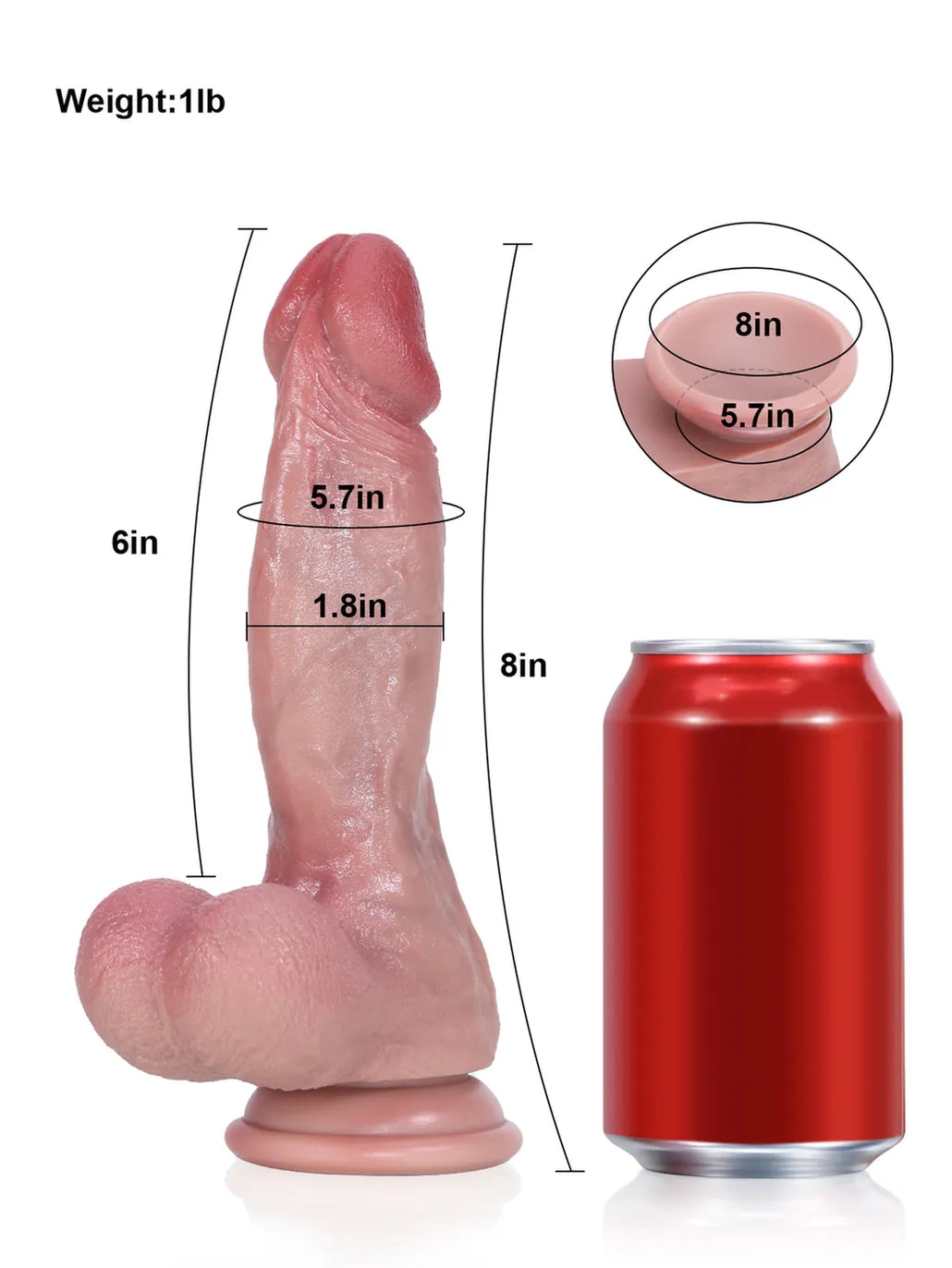 Josh 8" x 1.8" - Unique Mid-Thick Dildo with Flexible Shaft and Veins