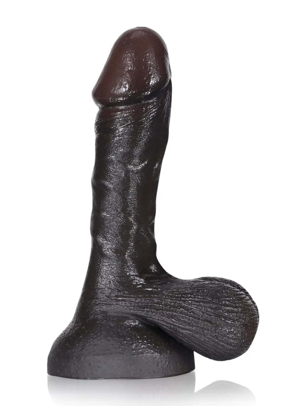 Smith | 6" x 1.3" - Softest Black Like Small Penis Dildo With Swinging Saggy Balls