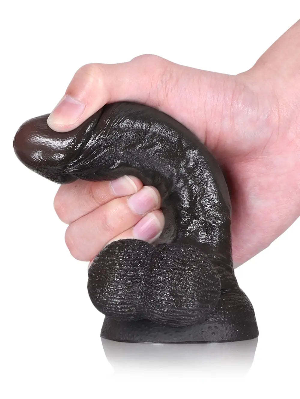 Smith | 6" x 1.3" - Softest Black Like Small Penis Dildo With Swinging Saggy Balls