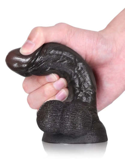Smith | 6" x 1.3" - Softest Black Like Small Penis Dildo With Swinging Saggy Balls