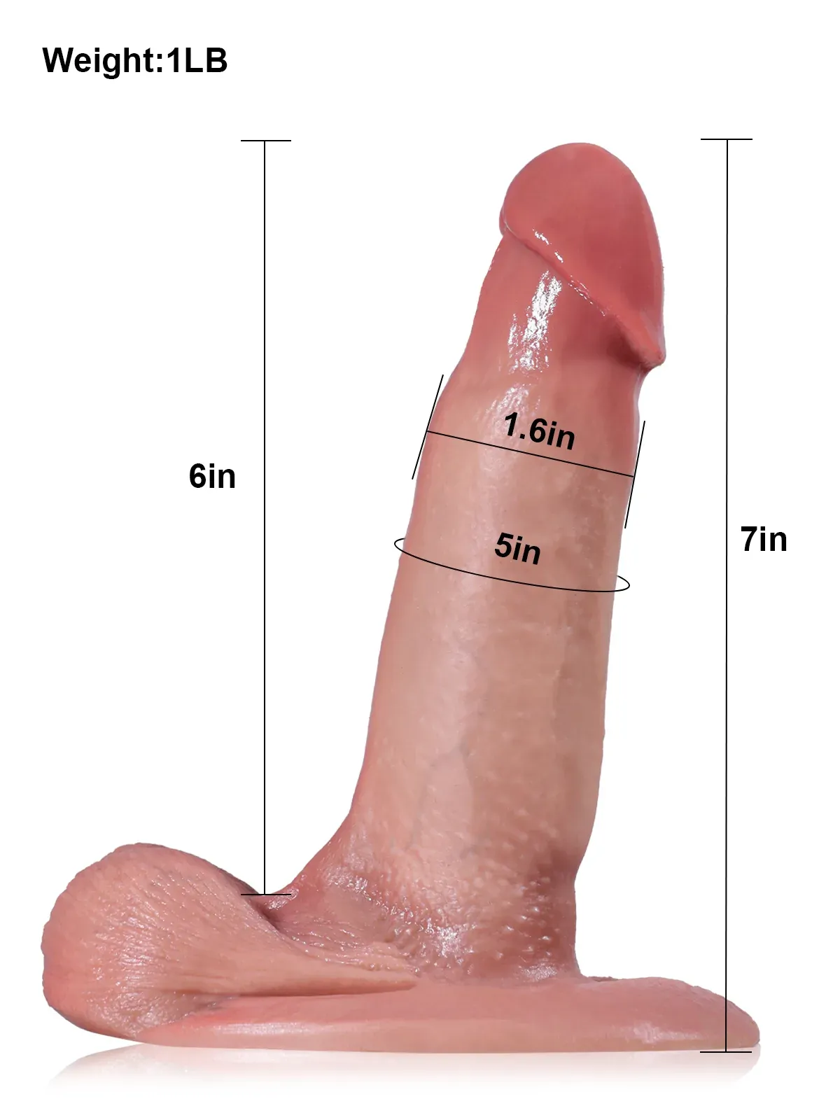 Tom 7" x 1.6" Small Dildo Most Realistic Feeling Dildo With Foreskin & Balls
