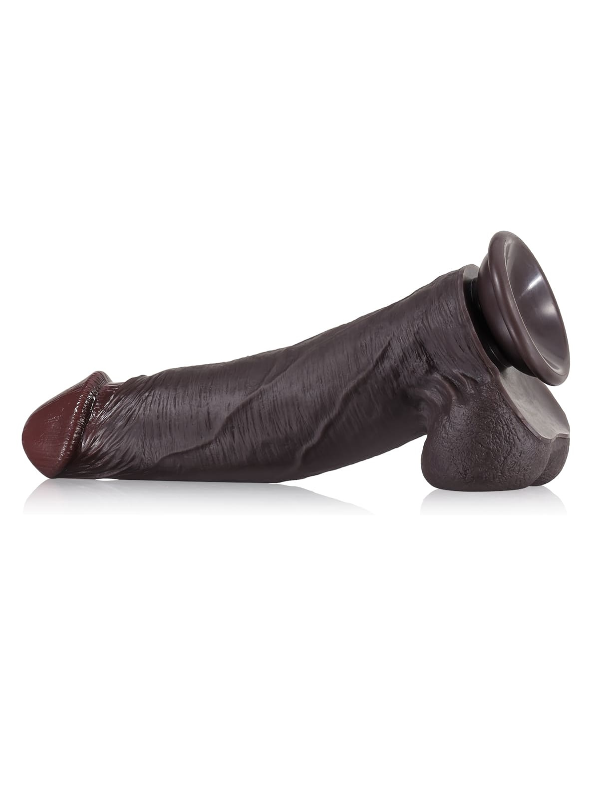James L 9.1" - D 2.1" Black Sliding Skin Dildo With Moving Balls