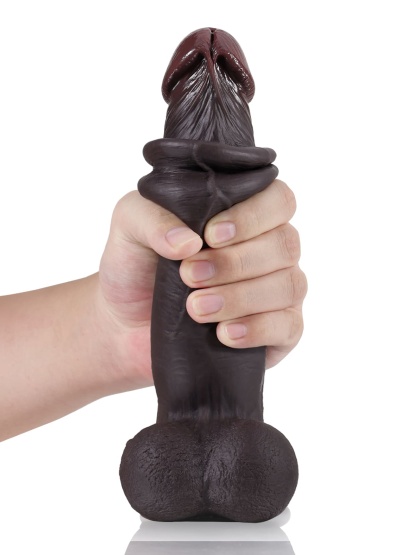 James L 9.1" - D 2.1" Black Sliding Skin Dildo With Moving Balls