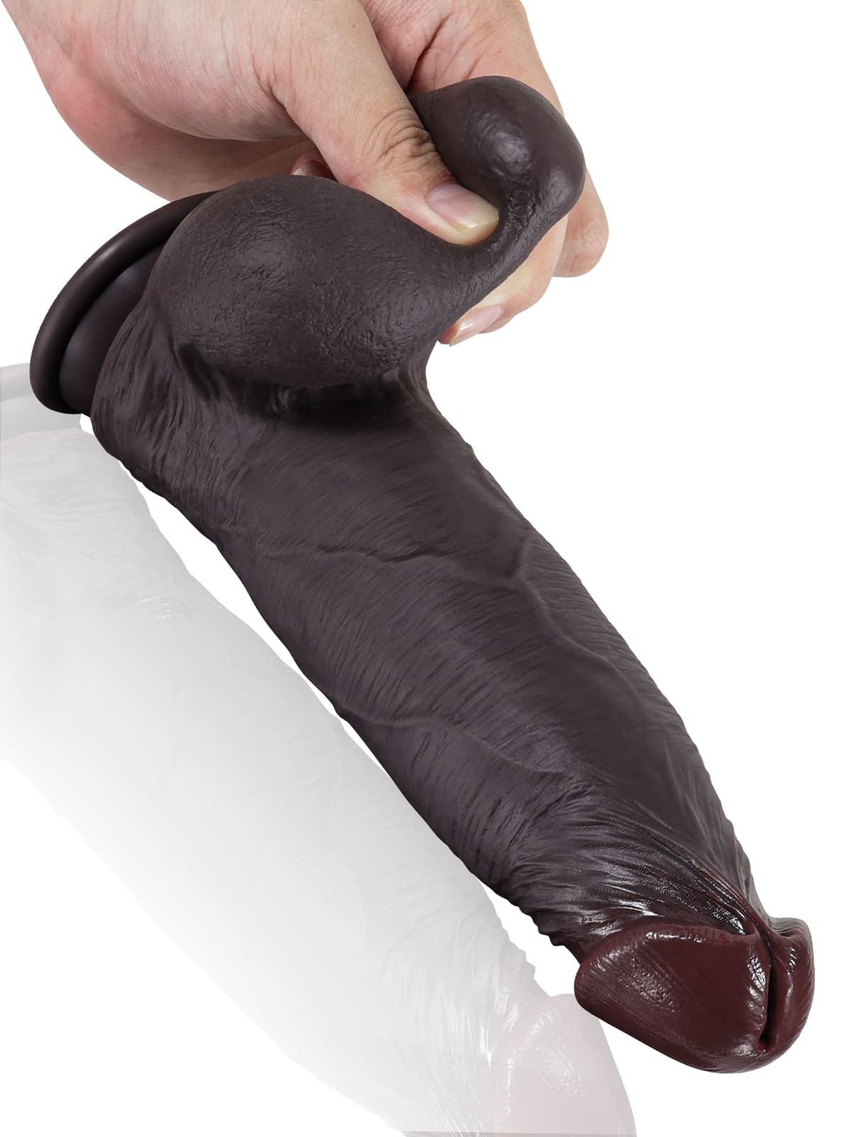 James L 9.1" - D 2.1" Black Sliding Skin Dildo With Moving Balls