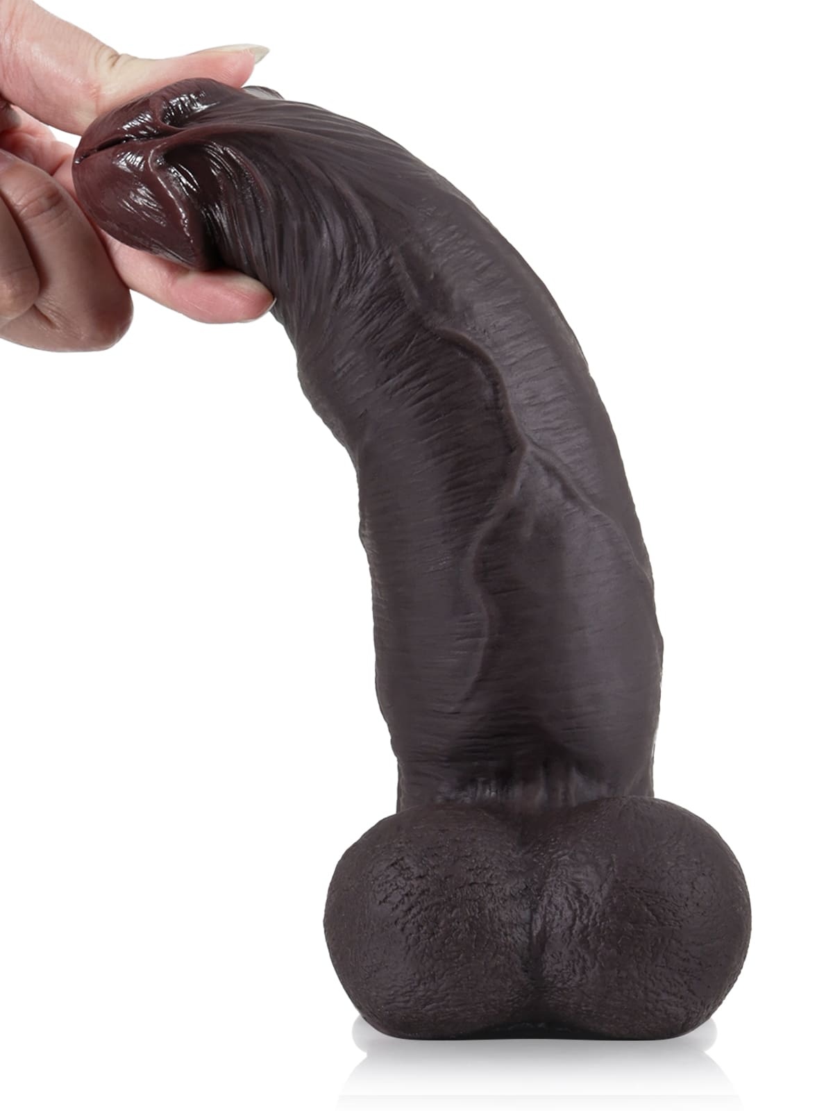 James L 9.1" - D 2.1" Black Sliding Skin Dildo With Moving Balls