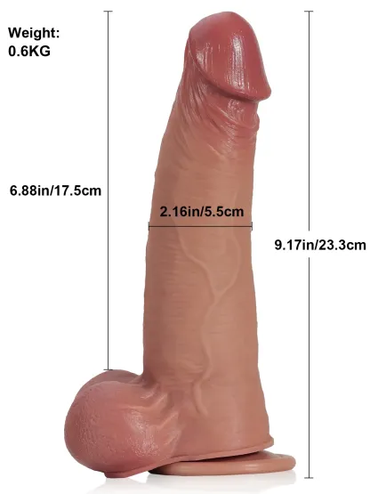  James L 9.1" - D 2.1" Brown Sliding Skin Dildo With Moving Balls