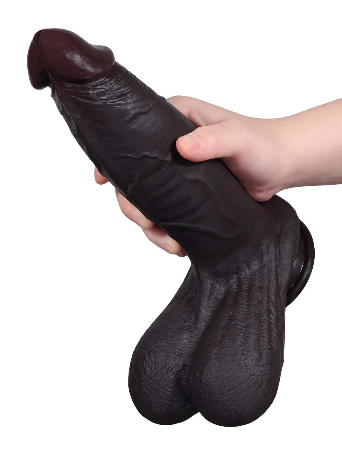 Reed | 10.5" x 2.4" Long Thick Realistic Black Dildo with Sliding Skin and Balls