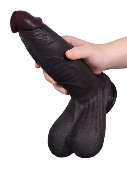 Reed | 10.5" x 2.4" Long Thick Realistic Black Dildo with Sliding Skin and Balls