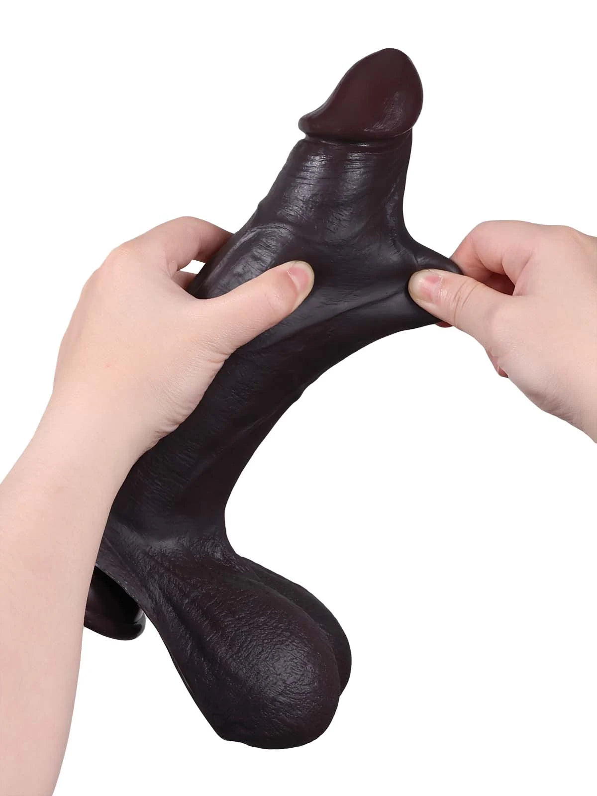 Reed | 10.5" x 2.4" Long Thick Realistic Black Dildo with Sliding Skin and Balls