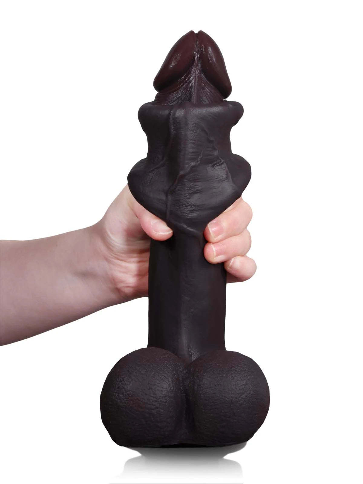 Reed | 10.5" x 2.4" Long Thick Realistic Black Dildo with Sliding Skin and Balls
