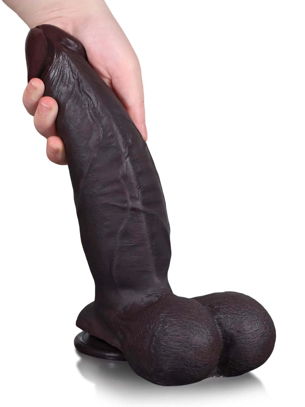 Reed | 10.5" x 2.4" Long Thick Realistic Black Dildo with Sliding Skin and Balls